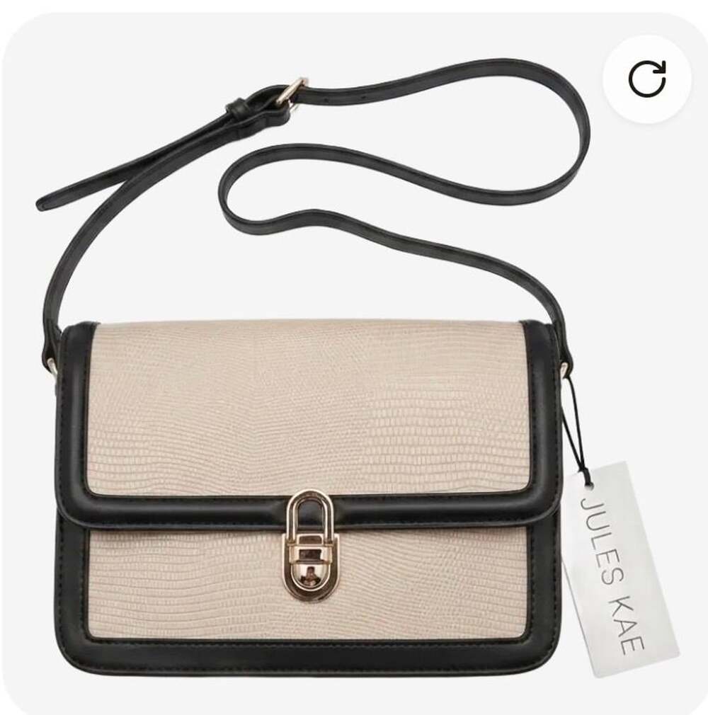 Jules Kae Mia Crossbody Bag in Blush Lizard with Black Trim